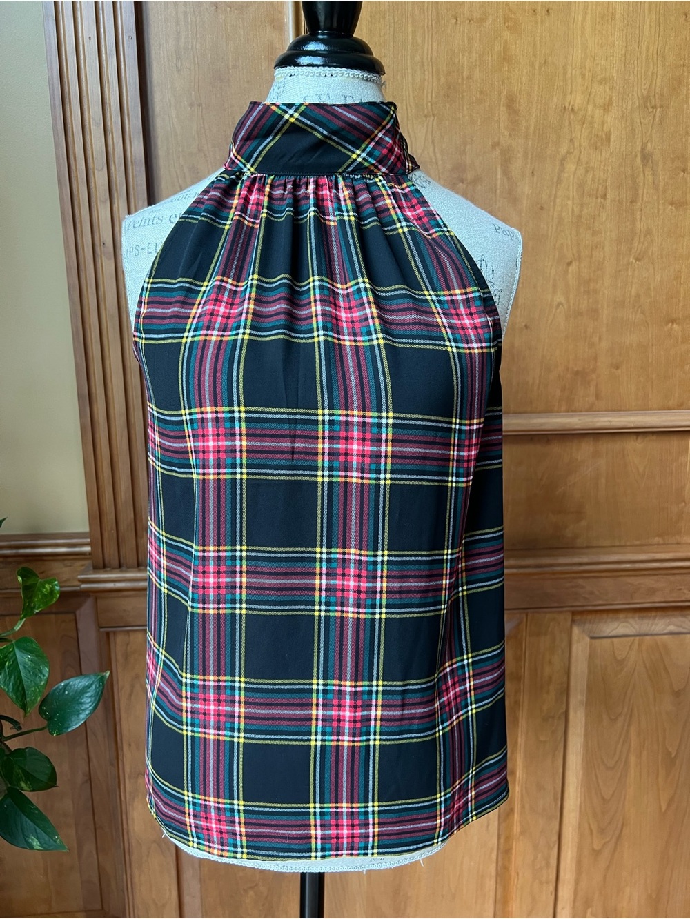 J. Crew Black Plaid Sleeveless Top with Red Black Yellow women’s 0